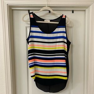 Multicolor Sheer tank top with side slit - Medium